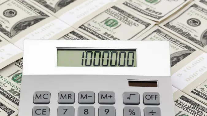 Calculator that says one million on coins